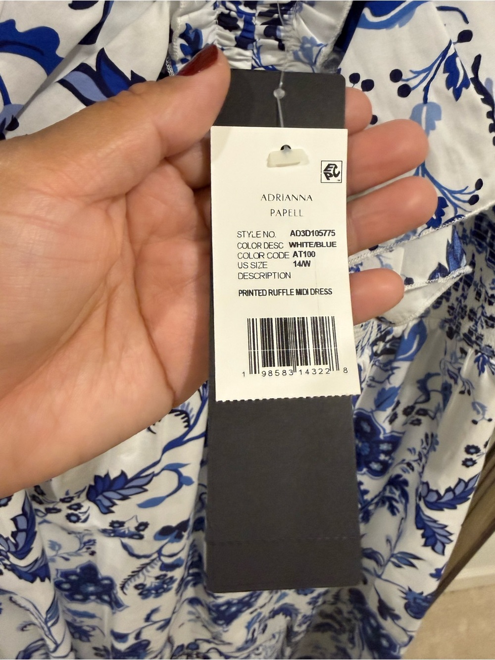 Adrianna Papell Blue and White Floral Ruffle Maxi Dress - Picture 5 of 5